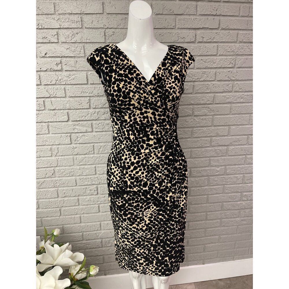 American Living Women Animal Print Faux Wrap Midi Dress Size 2